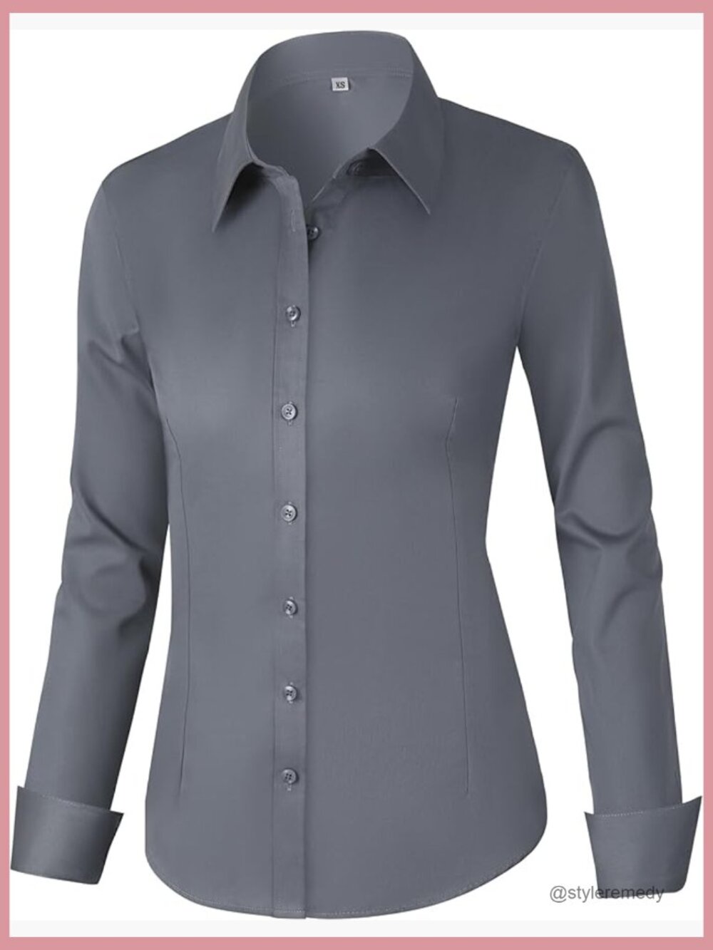 Women's Fitted Long Sleeve Button Down Shirt Blouse